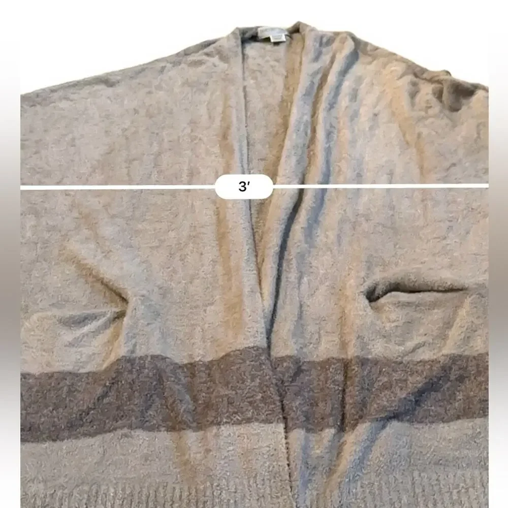 Barefoot Dreams CozyChic Lite Cliffside Gray Striped‎ Cardigan Wrap One Size